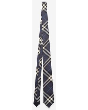 Burberry Check Silk Tie - Blue