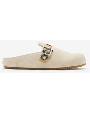 Burberry Suede Urchin Clogs - Natural