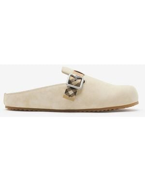 Burberry Suede Urchin Clogs - Natural