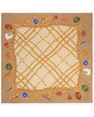 Burberry Check Charm Silk Scarf - Natural