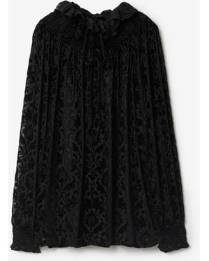 Burberry Baroque Silk Blend Velvet Blouse - Black