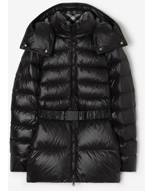 Burberry Short Nylon Hooded Puffer Coat - Black