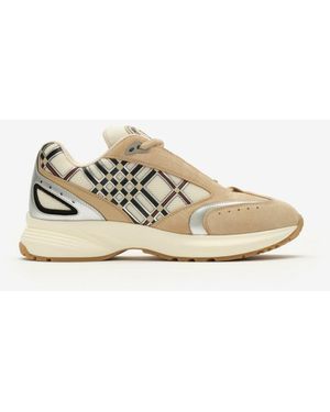 Burberry Nylon, Suede And Leather Eclipse Trainers - Natural