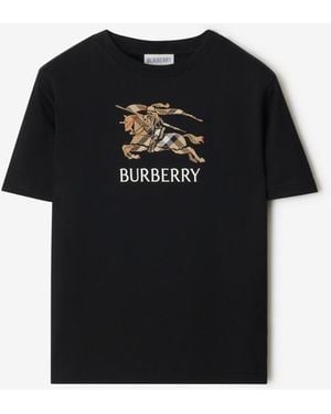 Burberry Childrens Knight Check Cotton T-Shirt - Black
