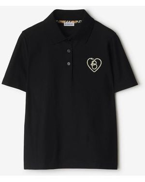 Burberry B Heart Cotton Polo Shirt - Black