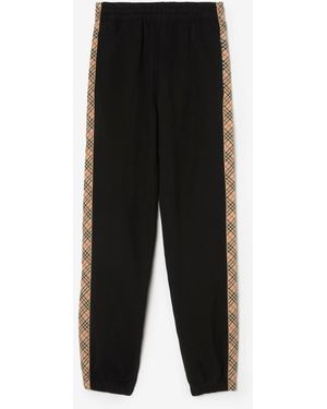 Burberry Check Trim Cotton Jogging Trousers - Black
