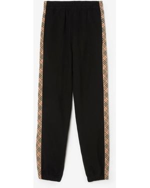 Burberry Check Trim Cotton Jogging Trousers - Black
