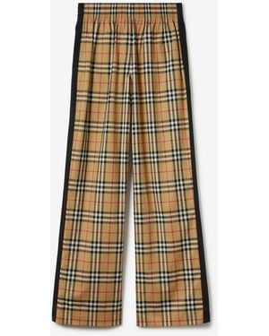 Burberry Check Stretch Cotton Trousers - Natural
