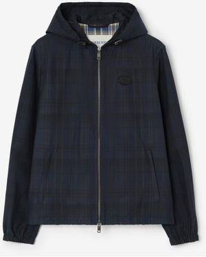 Burberry Check Cotton Newport Hooded Jacket - Blue