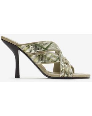 Burberry Check Mesh Cabana Maille Mules - Metallic