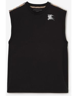 Burberry Check Trim Jersey Tank Top - Black