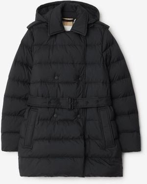 Burberry Short Nylon Hooded Puffer Coat - Black