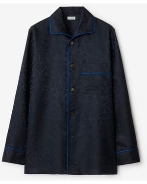 Burberry Sunflower Silk Pajama Shirt - Blue