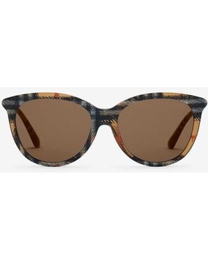 Burberry Tubular Check Round Sunglasses - Multicolour
