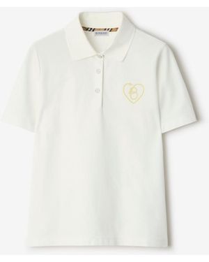 Burberry B Heart Cotton Polo Shirt - White