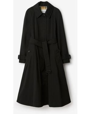 Burberry Long Gabardine Ellingham Fit-And-Flare Car Coat - Black