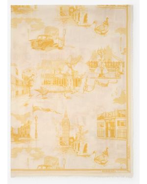 Burberry London Landmarks Wool Silk Scarf - Metallic