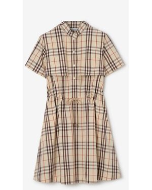 Burberry Check Cotton Dress - Natural