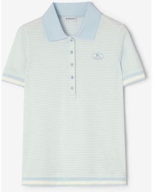 Burberry Striped Cotton Polo Shirt - Blue