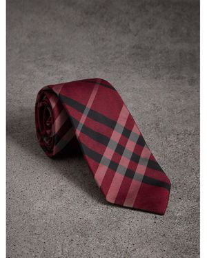 Burberry Modern Cut Check Silk Tie - Red