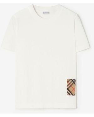 Burberry Check Label Cotton T-Shirt - White