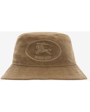 Burberry Knight Stamp Corduroy Bucket Hat - Brown