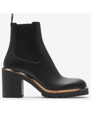 Burberry Leather Gravel Heel Chelsea Boots​ - Black