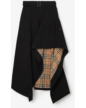 Burberry Gabardine Asymmetric Trench Skirt - Black