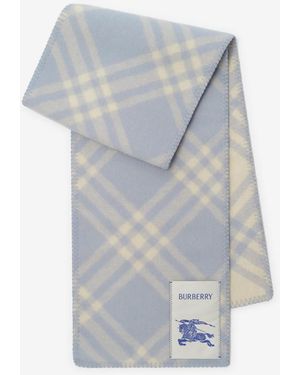 Burberry Check Wool Scarf - Blue