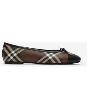 Burberry Check Canvas Highgate Ballerinas - Black