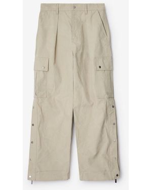 Burberry Cotton Cargo Trousers - Natural