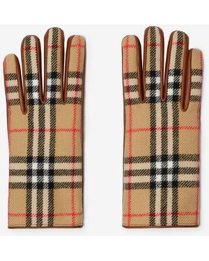 Burberry Check Wool Gloves - Brown