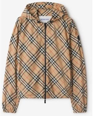Burberry Check Hooded Jacket - Natural