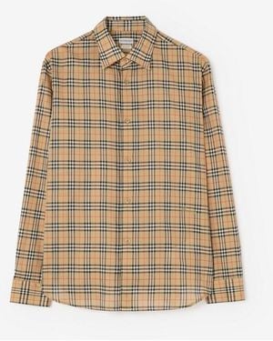 Burberry Relaxed Fit Check Cotton Shirt - Natural
