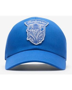 Burberry Thistle Shield Gabardine Baseball Cap - Blau