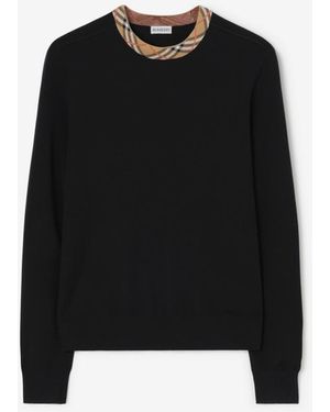 Burberry Check Trim Wool Jumper - Black