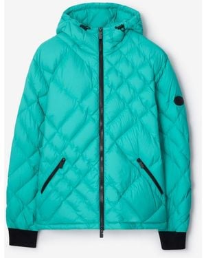 Burberry Check-Stitch Nylon Doversgreen Puffer Jacket - Blue