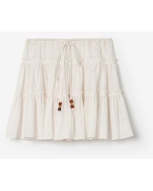 Burberry Check Cotton Voile Skirt - Natural