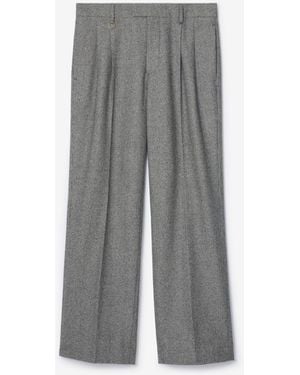 Burberry Puppytooth Check Wool Tailored Trousers - Grey