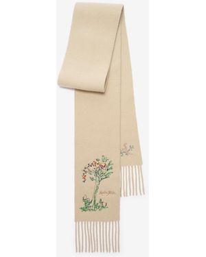Burberry Narrow Brave Little Tree Cashmere Scarf - Natural