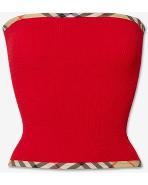 Burberry X Hunza G Devyn Swim Skirt/Tube Top - Red