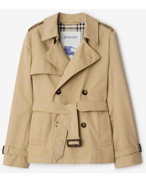 Burberry Cotton Blend Trench Jacket - Natural