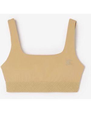 Burberry Check Trim Stretch Nylon Bra Top - White
