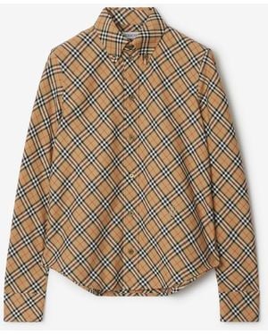 Burberry Check Cotton Shirt - Natural