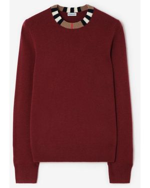 Burberry Icon Stripe Trim Wool Cashmere Jumper - Red