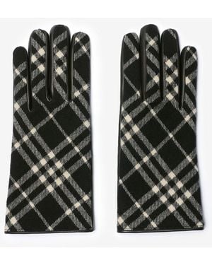 Burberry Check Wool Cashmere Gloves - Black