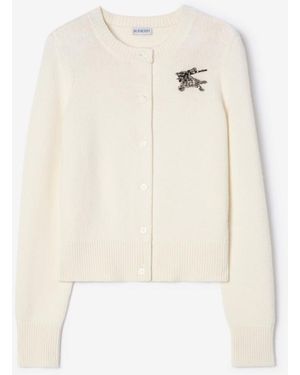 Burberry Knight Wool Cashmere Cardigan - White