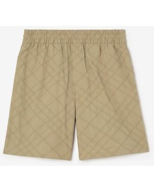 Burberry Check Embroidered Cotton Shorts - Natural