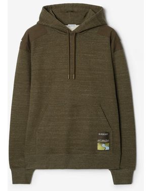 Burberry Landscape Label Cotton Hoodie - Green