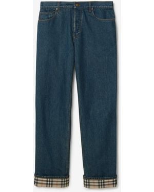 Burberry Straight Check Turn-Up Jeans - Blue